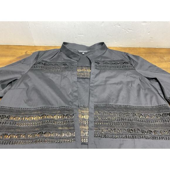 Ming Wang Jacket Womens 1X Black Lace Cardigan Sweater Open Front - Picture 4 of 11